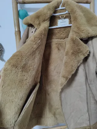 Abrigo pelo beige talla S