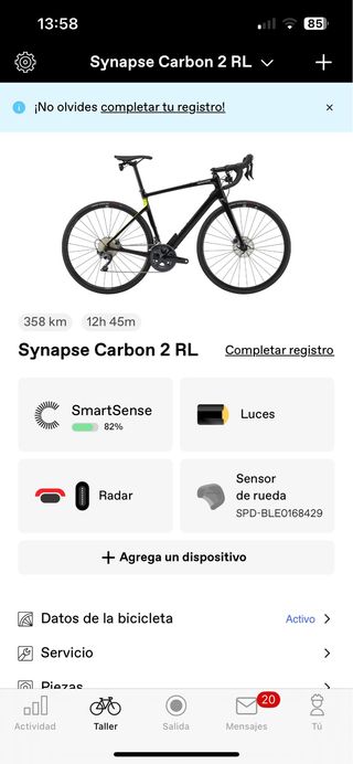 Bicicleta Cannondale Synapse Carbon 2 RL Talla 56