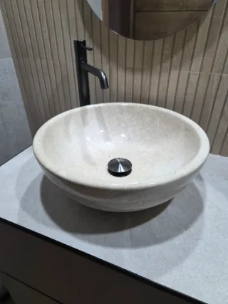 Lavabo de piedra beige nueva sin sifon