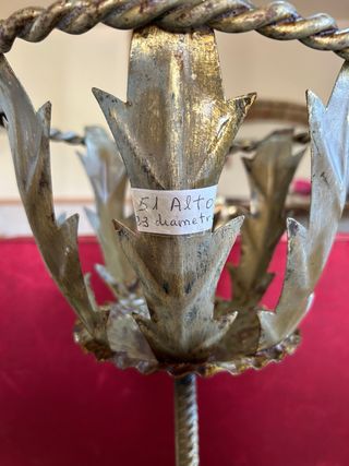 Macetero Vintage Antiguo Metal Dorado