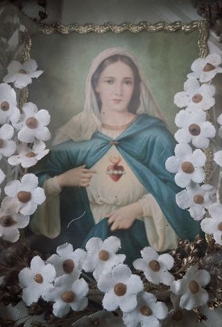 Antiguo relicario Inmaculado Corazón de María