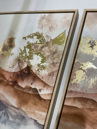 Set 2 Quadri Montagne Acquerello Dorato