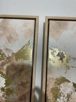 Set 2 Quadri Montagne Acquerello Dorato