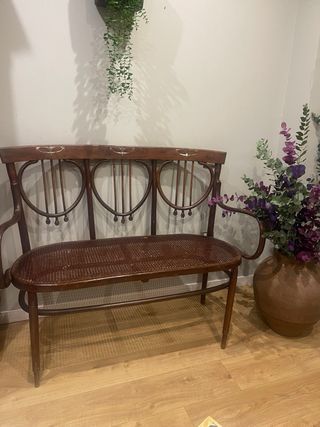 Banco Thonet Antiguo Madera y Rattan