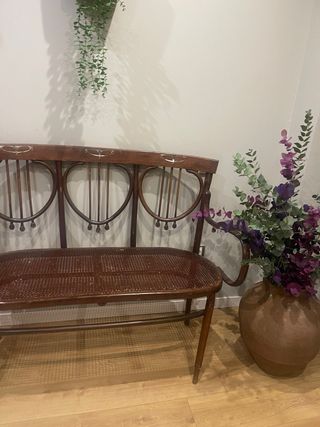 Banco Thonet Antiguo Madera y Rattan
