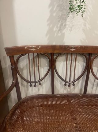 Banco Thonet Antiguo Madera y Rattan
