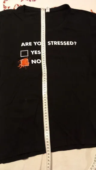Camiseta Negra ARE YOU STRESSED? Corte entallado