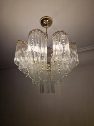 Lámpara de techo de cristal y metal