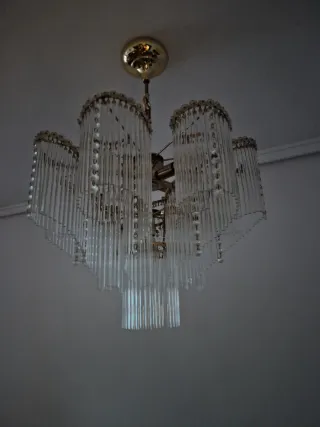 Lámpara de techo de cristal y metal