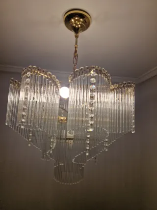 Lámpara de techo de cristal y metal