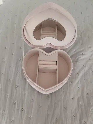 Joyero Corazón Terciopelo Rosa Compartimentos