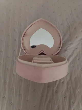 Joyero Corazón Terciopelo Rosa Compartimentos