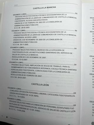 2 libros preguntas exámenes oposición fisioterapia