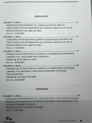 2 libros preguntas exámenes oposición fisioterapia