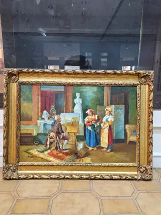 Lote 3 Oleos Grandes con Marcos Dorados