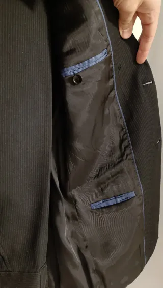 Traje Negro Rayas Hombre