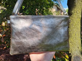 Borsetta/Pochette color tortora/oro in vera pelle