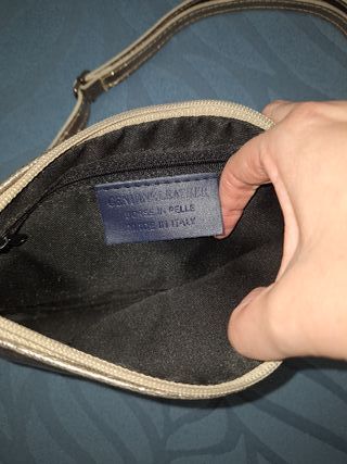 Borsetta/Pochette color tortora/oro in vera pelle