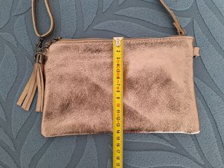Borsetta/Pochette color tortora/oro in vera pelle