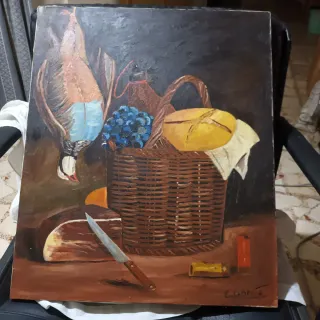 Bodegón pintado a mano antiguo firmado