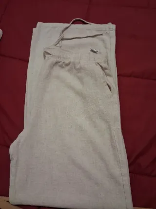 Pantalón ancho mujer blanco roto