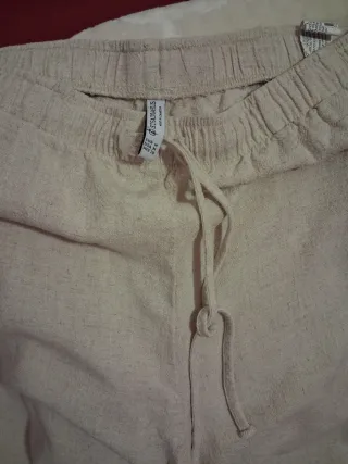 Pantalón ancho mujer blanco roto