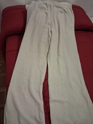 Pantalón ancho mujer blanco roto