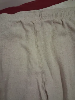 Pantalón ancho mujer blanco roto