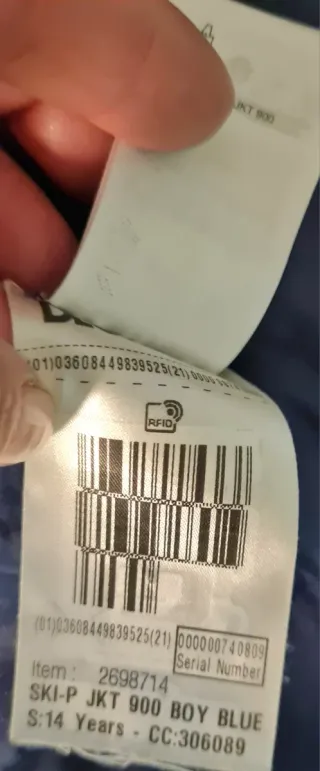 Chaqueta esquí azul y verde T.S (14 años)