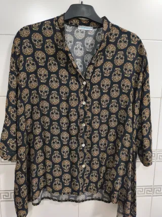 Blusa Renata Talla L Calaveras Leopardo