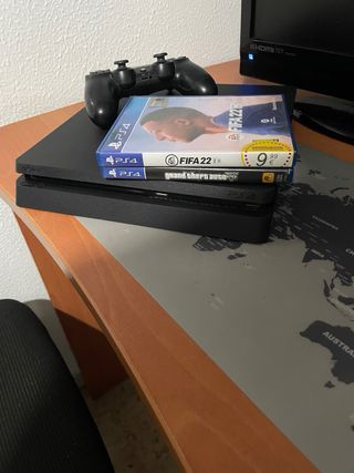 PS4 Slim Negra + Mando + 100GB