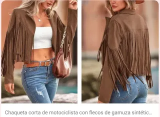 Chaqueta corta con flecos marrón