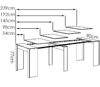 Mesa extensible madera 51cm a 239cm