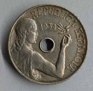 Moneda 25 céntimos España 1934