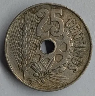 Moneda 25 céntimos España 1934