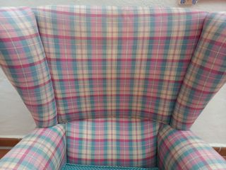 Sillón vintage tela cuadros