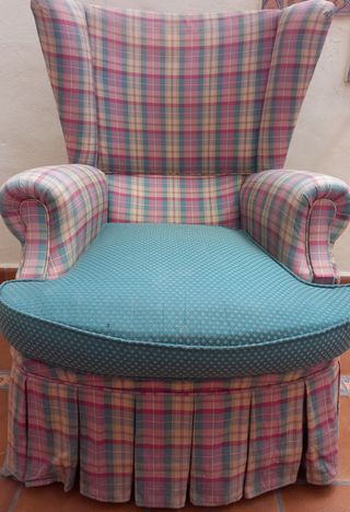 Sillón vintage tela cuadros