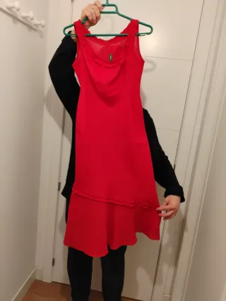 Vestido fiesta Benetton XS Lino Rojo