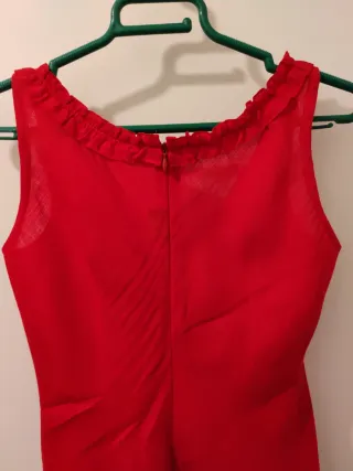 Vestido fiesta Benetton XS Lino Rojo