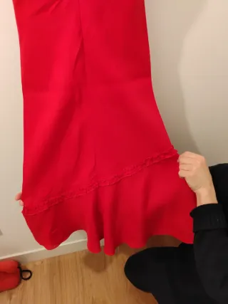 Vestido fiesta Benetton XS Lino Rojo