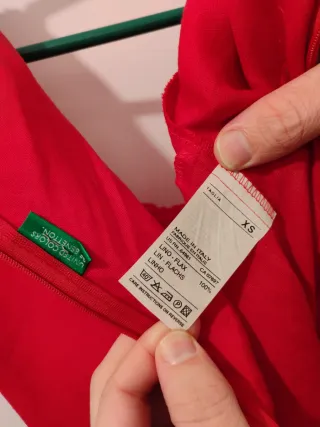 Vestido fiesta Benetton XS Lino Rojo
