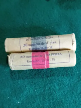 Cartuchos 50 monedas 5 pesetas y 1 peseta