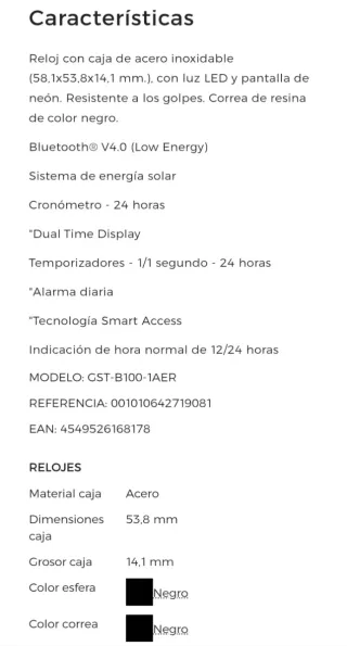 Reloj Casio G-SHOCK Negro/Plata