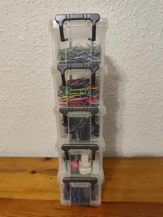 Lote 5 cajas pequeña de plástico apilables con asa