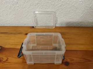 Lote 5 cajas pequeña de plástico apilables con asa