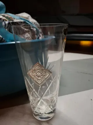 Jarrón Cristal y Plata Diseño Floral