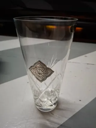 Jarrón Cristal y Plata Diseño Floral