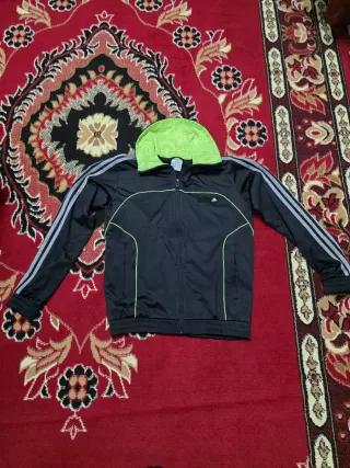 Giacca tuta Adidas vintage uomo nera verde