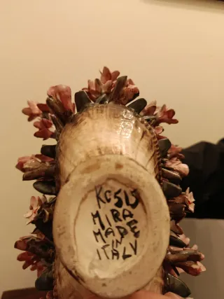 Cesta fiori rosa soprammobile porcellana