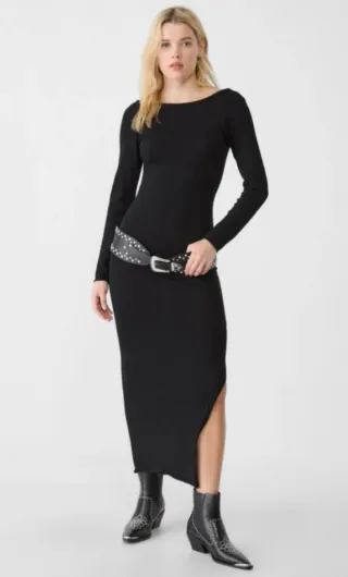 Vestido largo negro Stradivarius